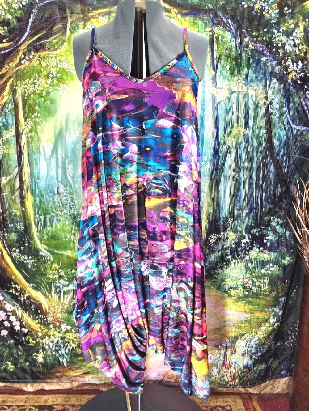 Lily By Firmiana Flower Colorful Harem Tank Capri Jumpsuit Romper Size XL-2XL